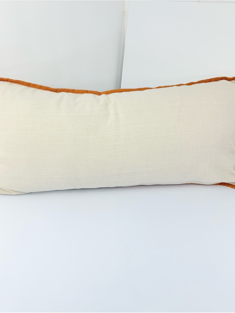 Artelier Nicole Miller Orange Cream Pumpkin Print Soft Woven Long Accent Pillow - Picture 6 of 12